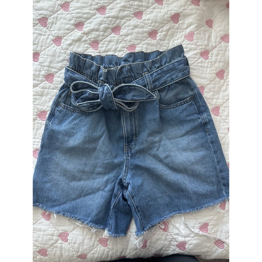 Aeropostale Women's Blue Denim Mom Shorts With Removable Belt Size‎ 00